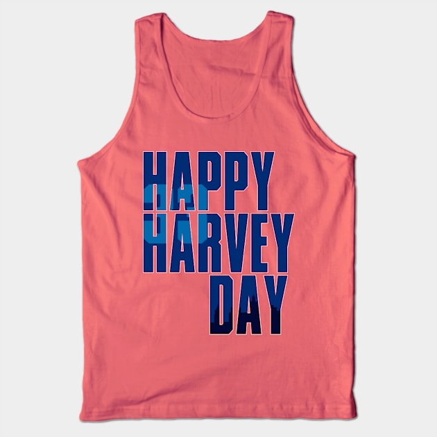 Happy Harvey Day In Blue Tank Top by enfuego360